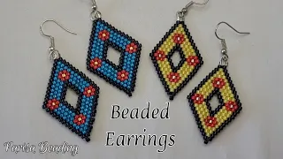 DIY Beaded Brick Stitch Diamond Earrings Tutorial ✴️