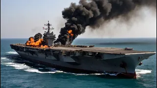 Houthis and Russian Yak 140 Blow up US aircraft carrier carrying 100 fighter jets to Israel in Red S