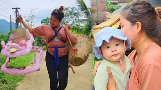 Single mother - visits fields with children, harvests vegetables, picks up cars from trash cans