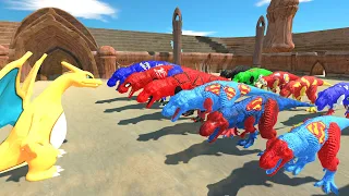 CHARIZARD VS TEAM SUPER-MAN T-REX - Animal Revolt Battle Simulator