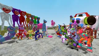 ALL POPPY PLAYTIME CHAPTER 2 CHARACTERS VS ALL FNAF 1 9 SECURITY BREACH ANIMATRONICS In Garry's Mod!