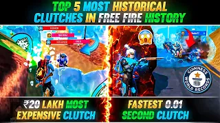 TOP 5 MOST HISTORICAL CLUTCHES IN FREE FIRE ESPORTS | BEST CLUTCHES IN FREE FIRE ESPORTS