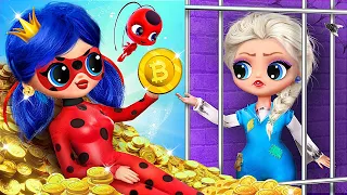 Rich Ladybug and Broke Elsa in Prison / 31 DIYs for LOL OMG
