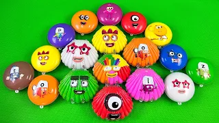 Pick up Numberblocks with All CLAY inside Seashell, Cake Shapes,... Coloring! Satisfying ASMR Videos