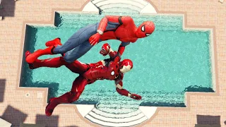 GTA 5 SPIDERMAN vs IRON MAN Water Ragdolls | Fails/Jumps ep.86 (Euphoria Physics | Funny Moments)