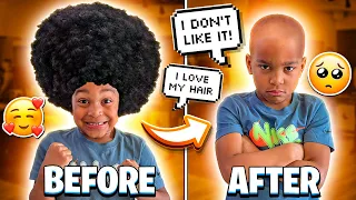 OUR SON DJ GOT HIS HAIR CUT FOR THE FIRST TIME **CRAZY REACTION**