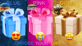 Choose your gift 🎁🤩💝🤮| Blue, Pink & Gold | 3 gift box challenge | 2 good and one bad #pinkvsblue