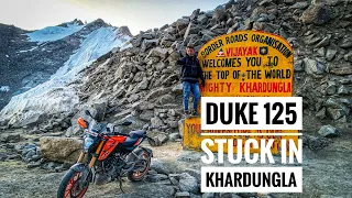 Duke125 stuck in Khardungla, Leh Ladakh ride(Solo). Kardungla in dark night (Part-6) DKR vLogs.