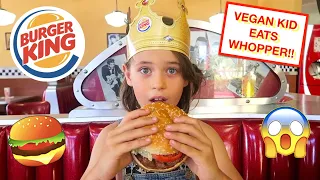 VEGAN KIDS FIRST TIME EATING BURGER KING 🍔👑 Impossible whopper