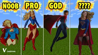 SUPERGIRL in MINECRAFT, Pixelart- NOOB vs PRO vs GOD vs ????