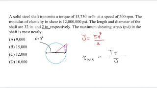 FE Exam Review - Mechanics of Materials - Maximum Shear Stress