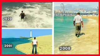 Sea waves evolution gta games | The beach in Gta Games ( 2001-2020 ) | Gta sea comparison|evolution