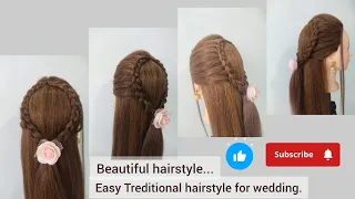 Easy treditional hairstyle for wedding. #hairtutorial #trending #viral #easyhairstyle  #hairstyle ❤️