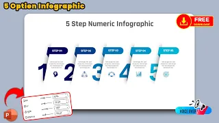 102.PowerPoint Graphic Design - 5 Step Numeric/Number Infographic with Shadow effect | Free download