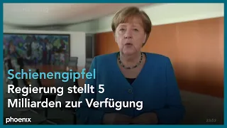 Angela Merkel, Ursula von der Leyen und Andreas Scheuer zum Schienengipfel am 17.05.21