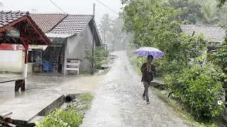 Heavy Rain and Thunder Sounds in Beautiful Village Life | Super Heavy Rain | Rain Sound For Sleeping