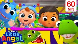 Wheels on the Dinosaur Bus🦖🚌|Little Angel |Best Animal Videos for Kids |Kid Song and Nursery Rhyme