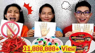 ชาเลนจ์กินไม่ใช้มือ กินมือเดียว กินสองมือ ตลกๆ #Mukbang No Hands vs One Hand Eating Challenge:ขันติ