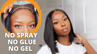 NO GLUE ! NO SPRAY ! 🤯😱GLUELESS BOB INSTALL | Luvme hair