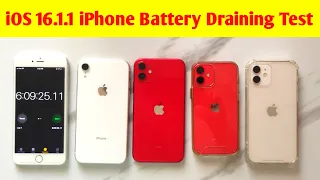 iOS16.1.1 iphone Battery Draining Test | iPhone Xr vs 11 vs 12 vs 12mini Battery Draining Test[PUBG]