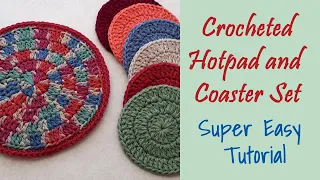 CROCHET: Easy Hot Pad and Coasters Set ~ Suited for Beginners