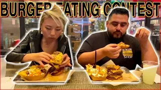 The Owner Challenged me to a Burger Eating Contest!!! Burger Shop in DTLA #RainaisCrazy