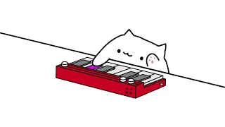 Белый кот играет на пианино!