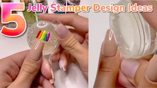 FIVE Jelly Stamper French Tip Nail Design Hacks! Viral TikTok Nail Hack Tutorial ✨