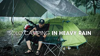 Solo Moto Camping In The Heavy Rain, In The Storm and Foggy Day | Silent Vlog
