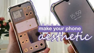 how to make your phone aesthetic | beige & blue theme | simple and cute | plus wallpaper ideas