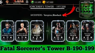 Sorcerer’s Tower Fatal Battle 190-199 Random Team Gameplay + Rewards MK Mobile