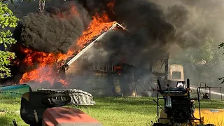 Firefighters Work to Put Out Shed Fire in Bemidji