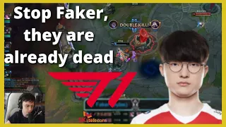 Caedrel spectates Faker murdering the entire enemy Team 1v9