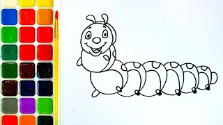 We draw, paint. Drawing lessons for children. Easy drawing of a caterpillar.Малювання,розмальовка