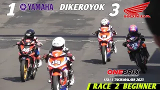 RACE 2 BEGINNER❗️1 YAMAHA Di KEROYOK 3 HONDA❗️ONEPRIX Seri 3 Tasikmalaya 2023