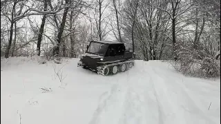 Самодельный гусеничный вездеход🔥В заснеженом лесу🌨