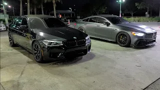 2021 Mercedes GT63 S AMG Bolt Ons 93 vs 2019 BMW M5 Competition Downpipes OTS 93