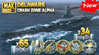 New battleship Delaware on map Crash Zone Alpha - World of Warships