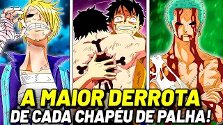 A MAIOR DERROTA DE CADA CHAPÉU DE PALHA EM ONE PIECE