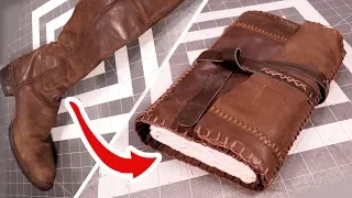 Upcycling Leather Boots into a Traveler's Journal!