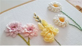 [프랑스자수] 파스텔 꽃 입체자수 Pastel Flowers Embroidery