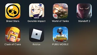 Brawl Stars, Genshin Impact, World of Tanks, Standoff 2, Clash of Clans, Roblox,PUBG MOBILE IGNITION