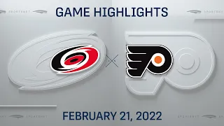 NHL Highlights | Hurricanes vs. Flyers - Feb. 21, 2022