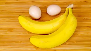 15 minutes Yummy Banana Cake | Grandma's secret Snacks recipe in frying pan of 2 bananas and 2 eggs