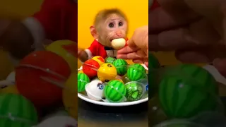 Little Monkey is eating snacks again Cute Pet | Cute baby #viral #trending #babymonkey