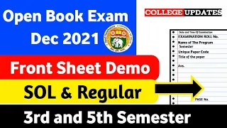 Du Sol | 3rd and 5th Semester OBE Exam Front Sheet Demo | Sol open book exam December 2021