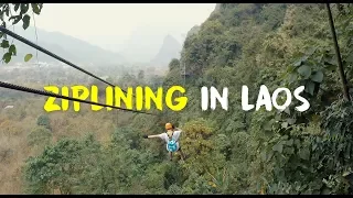 Zip-lining in Vang Vieng,  Laos