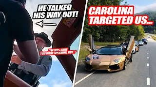 CROOKED CAROLINA COPS WRONGFULLY TICKET SUPERCAR OWNERS! & FERRARI OWNER TALKS HIS WAY OUT!!