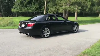 Straight Piped E60 BMW M5 Leaving A Car Meet