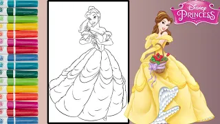 Coloring Disney Princess👸🏻 Belle from Beauty and the Beast Tutorial | Coloring Pages🖍️